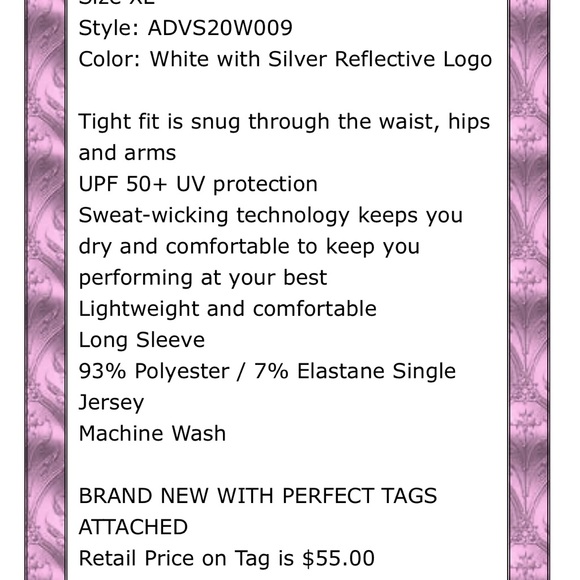 NWT adidas Knit Base Layer Long Sleeve White Golf Shirt with UPF 50 SunBlock - Picture 7 of 7